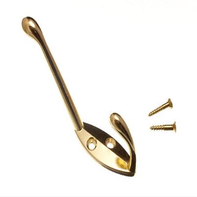 6 x HAT Robe OR Coat Hook Hangers EB Brass Plated Metal