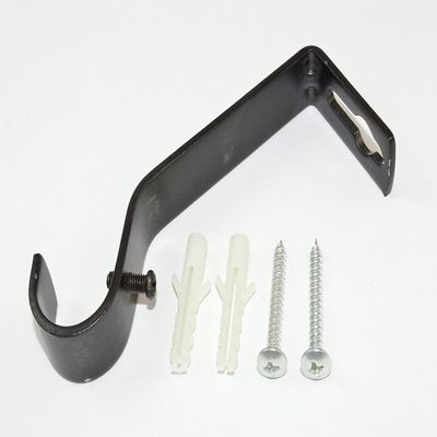 12 x Rod Rail Support Brackets for Curtain Poles Black with Screws 19mm