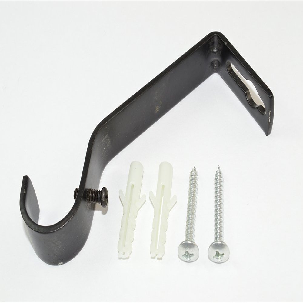 12 x Rod Rail Support Brackets for Curtain Poles Black with Screws 19mm
