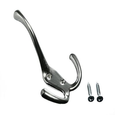 2 x Triple HAT and Coat TRI Hooks MATT Nickel Plated Steel + Screws