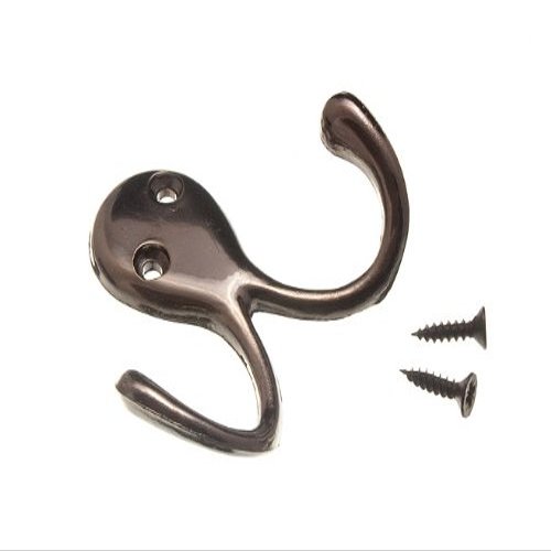 10 x Twin Robe HAT OR Coat Hook Hangers Antique Brass Effect Metal