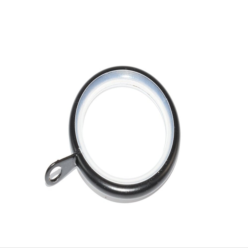 100 x Silent Rod Curtain Drape Pole Rings Fixed Eye Black ID 35mm OD 42mm