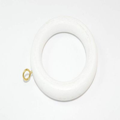 30 x Curtain Rod/Rail Ring with Screw Eye Wooden White ID 40mm