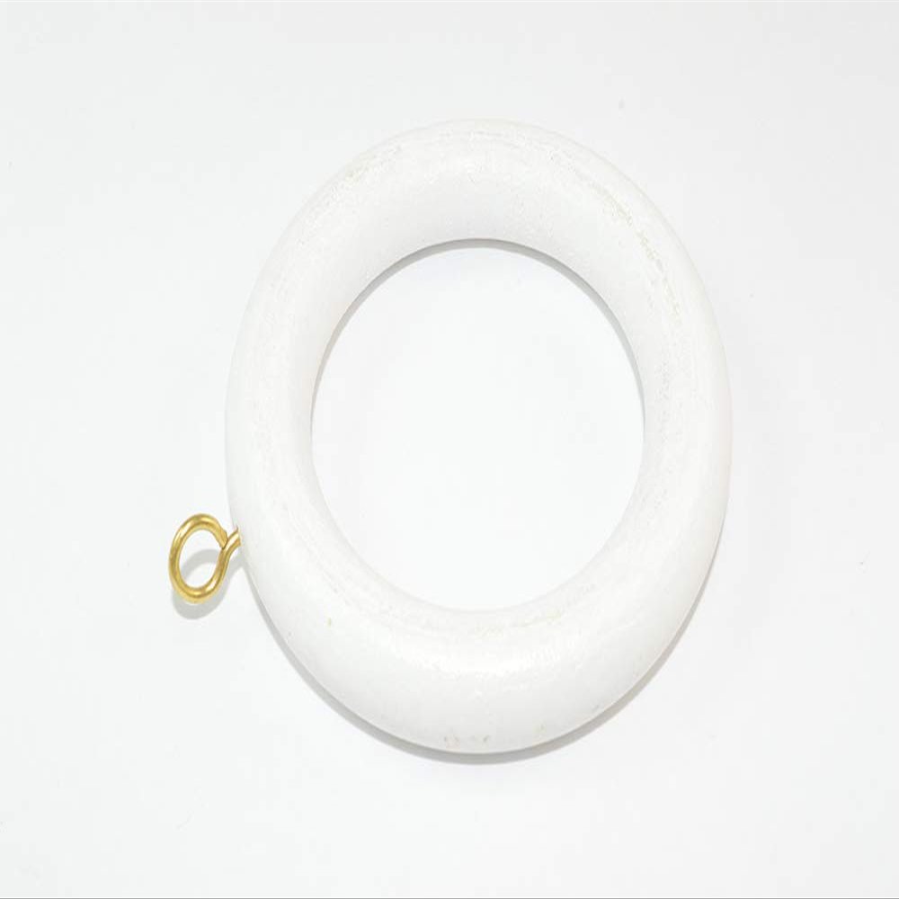 30 x Curtain Rod/Rail Ring with Screw Eye Wooden White ID 40mm