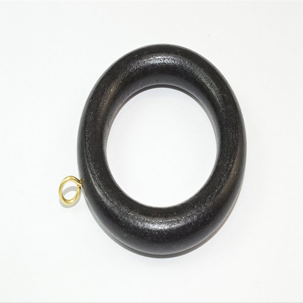 48 x Curtain Rod Pole Rings Screw & Eye Wood Black 45MM Internal Diameter