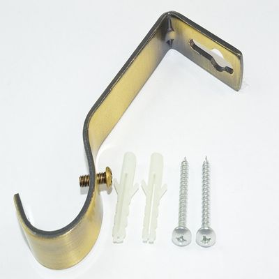 12 x Antique Brass Effect Steel Curtain Rod Rail Support Brackets 28MM