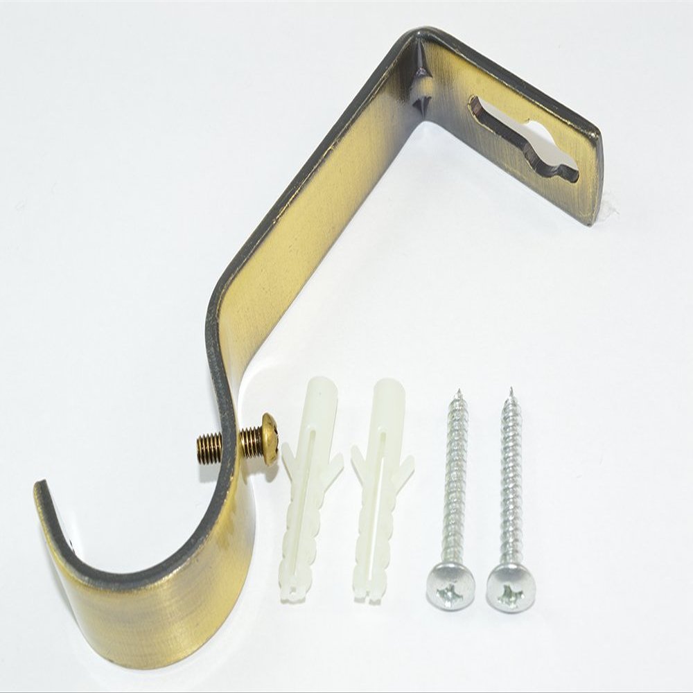12 x Antique Brass Effect Steel Curtain Rod Rail Support Brackets 28MM