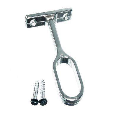 2 x Centre Supports for Oval Wardrobe Rail Rod Chrome + Fixing Screws