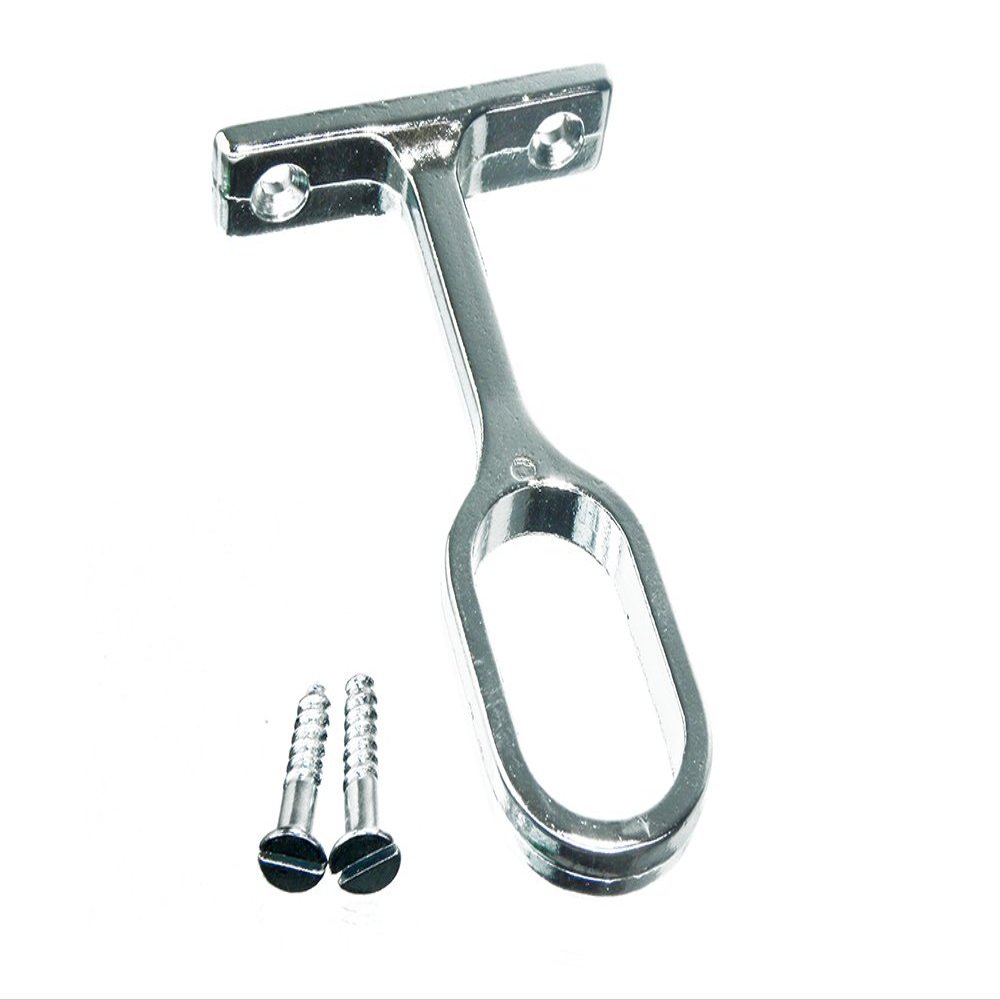 2 x Centre Supports for Oval Wardrobe Rail Rod Chrome + Fixing Screws