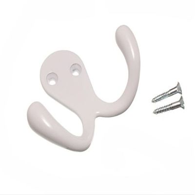 3 x Twin Robe HAT OR Coat Hook Hangers White Painted Metal