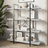 BELLEZE 4 Tier Modern Rustic Industrial Bookshelf, Open Wide Office Etagere Book Shelf, Wood and Metal Bookcases with Storage Display Rack - Hazel (Stone Grey) view 2