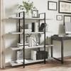 BELLEZE 4 Tier Modern Rustic Industrial Bookshelf, Open Wide Office Etagere Book Shelf, Wood and Metal Bookcases with Storage Display Rack - Hazel (Stone Grey) view 3