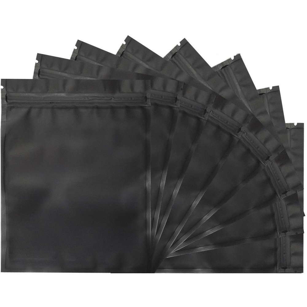 100 Pack Mylar Bags 5.9 x 8.7 Inch Resealable Smell Proof Bags Foil Pouch Bag Flat Bag Matte Black