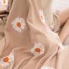 100% Cotton Knitted Daisy Flower Throw Blanket 79x90inch Summer Coverlet Home Decorative Khaki Throw Bed Sofa Couch Blanket Her Gift view 2