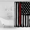Z&L Home Black White and Red American Flag Shower Curtains for Bathroom Decor Honoring Firefighters Redline Polyester Fabric Waterproof Bath Curtain Set with Hooks view 3