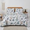 3 Pieces Beach Shell Bedspread King Size Ocean Theme Seashell Conch Summer Quilt Lightweight Thin Reversible Conch Shell Hippocampus Starfish Coral Printed Coverlet Set Coastal Bedding-Blue White view 2