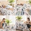 3 Pieces Beach Shell Bedspread King Size Ocean Theme Seashell Conch Summer Quilt Lightweight Thin Reversible Conch Shell Hippocampus Starfish Coral Printed Coverlet Set Coastal Bedding-Blue White view 3