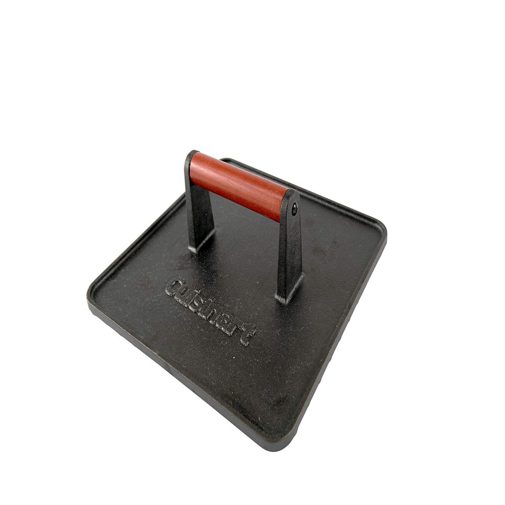 Cuisinart XL Cast Iron Grill Press, 10" x 10" Heavy-Duty Nonstick Smash Burger Steak Press with Wooden Handle, Perfect Grill Accessory Ideal for Grilling, Paninis, and BBQs