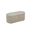 UOCFYK Storage Ottoman Bench 44 Inch Sackcloth Fabric Upholstered Storage Bench for Bedroom End of Bed Large Oval Storage Ottoman for Living Room Entryway, Aesthetic (Light Tan) view 1