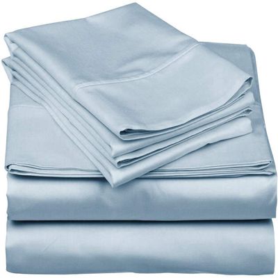 800 TC-TOP Split Cal-King Sheets-Light Blue-100% Cotton 4-Pcs Bed Sheets, Top Split Head Cal-King Sheets Sets for Adjustable Beds, Split Top Cal-King Fitted Sheet, Upto 24'' Deep Pockets
