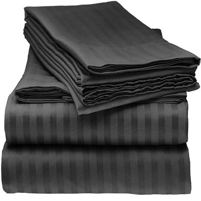 800 Thread Count- 5Pcs Split Sheets Black Stripe 100% Cotton Bed Sheets, Split King Sheets Sets for Adjustable Beds, Long Staple Cotton, Fits Mattress Upto 24" Deep Pockets (Split King)