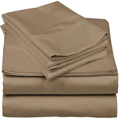 800 TC-TOP Split King Sheets-Taupe-100% Cotton 4-Pcs Bed Sheets, Top Split Head King Sheets Sets for Adjustable Beds, Split Top King Fitted Sheet, Upto 24'' Deep Pockets