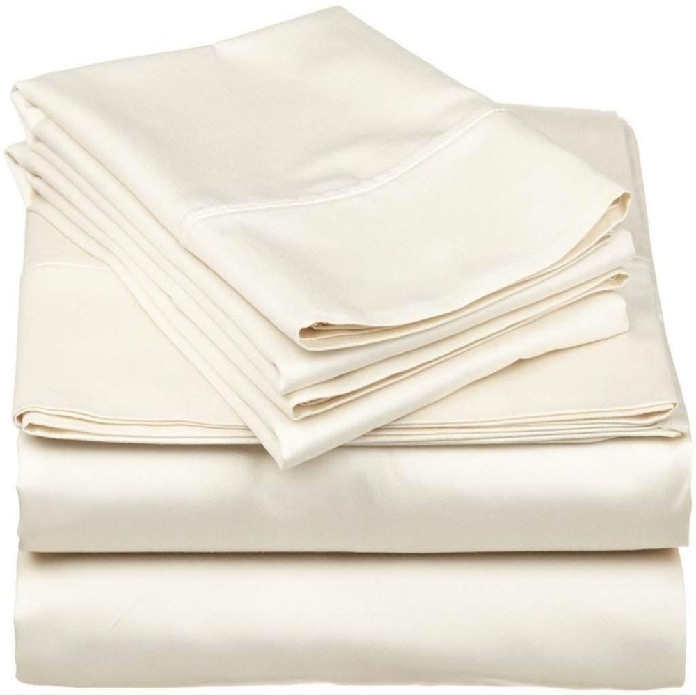 800 TC-TOP Split King Sheets-Ivory-100% Cotton 4-Pcs Bed Sheets, Top Split Head King Sheets Sets for Adjustable Beds, Split Top King Fitted Sheet, Upto 24'' Deep Pockets