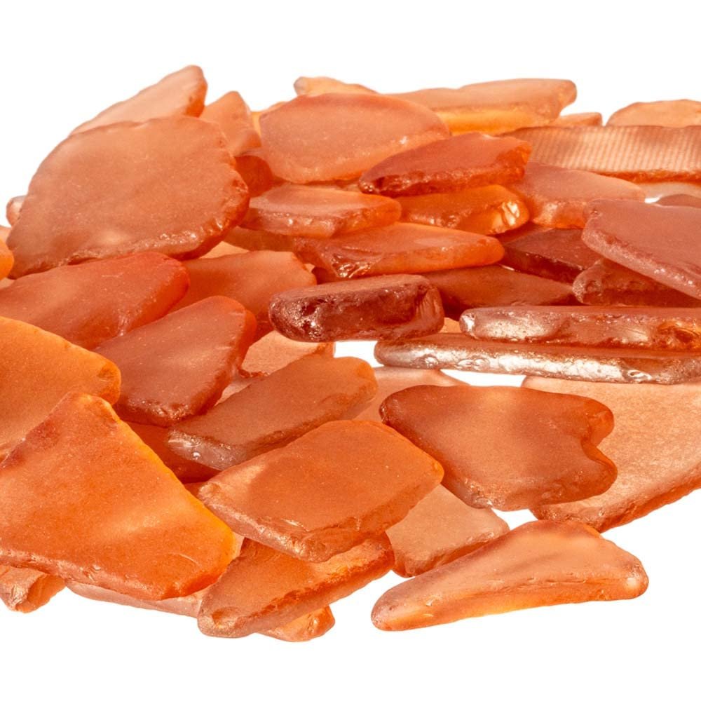 Nautical Crush Trading Orange Sea Glass 22oz Beach Glass for Crafts, Vase Fillers & Decor Bulk Tumbled Seaglass Pieces for DIY Projects Recycled Seaglass for Home, Weddings & Art