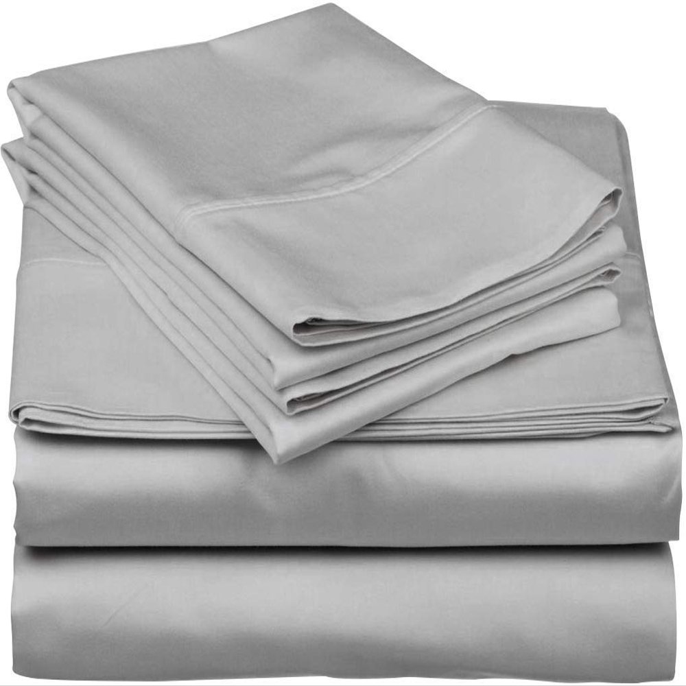 800 Thread Count- 5Pcs Split Sheets Silver 100% Cotton Bed Sheets, Split King Sheets Sets for Adjustable Beds, Long Staple Cotton, Fits Mattress Upto 24" Deep Pockets (Split King)