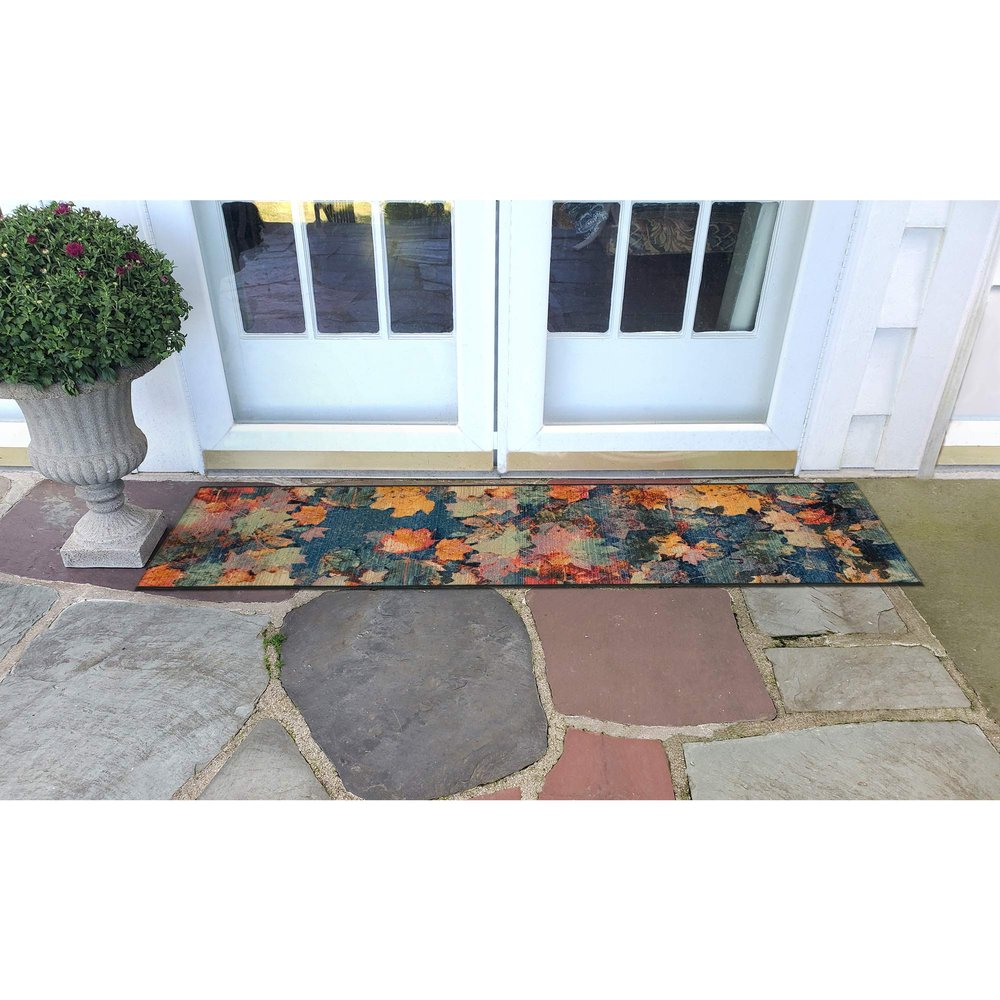 Liora Manne Marina Low Profile Durable Indoor/Outdoor Woven Rug- Fall in Love Multi 1'11" x 7'6"