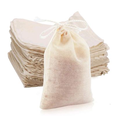 ETSAMOR 50 Pcs Cheesecloth Bags Tea Strainer Bags Reusable Coffee Tea Brew Herb Bags Drawstring Cotton Soup Bags for Loose Leaf Tea Juice Spices Office Home Kitchen Cooking Travel