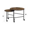 Acme Oblis 2-Piece Round Wooden Top Nesting Tables in Vintage Oak view 3