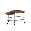 Acme Oblis 2-Piece Round Wooden Top Nesting Tables in Vintage Oak view 4