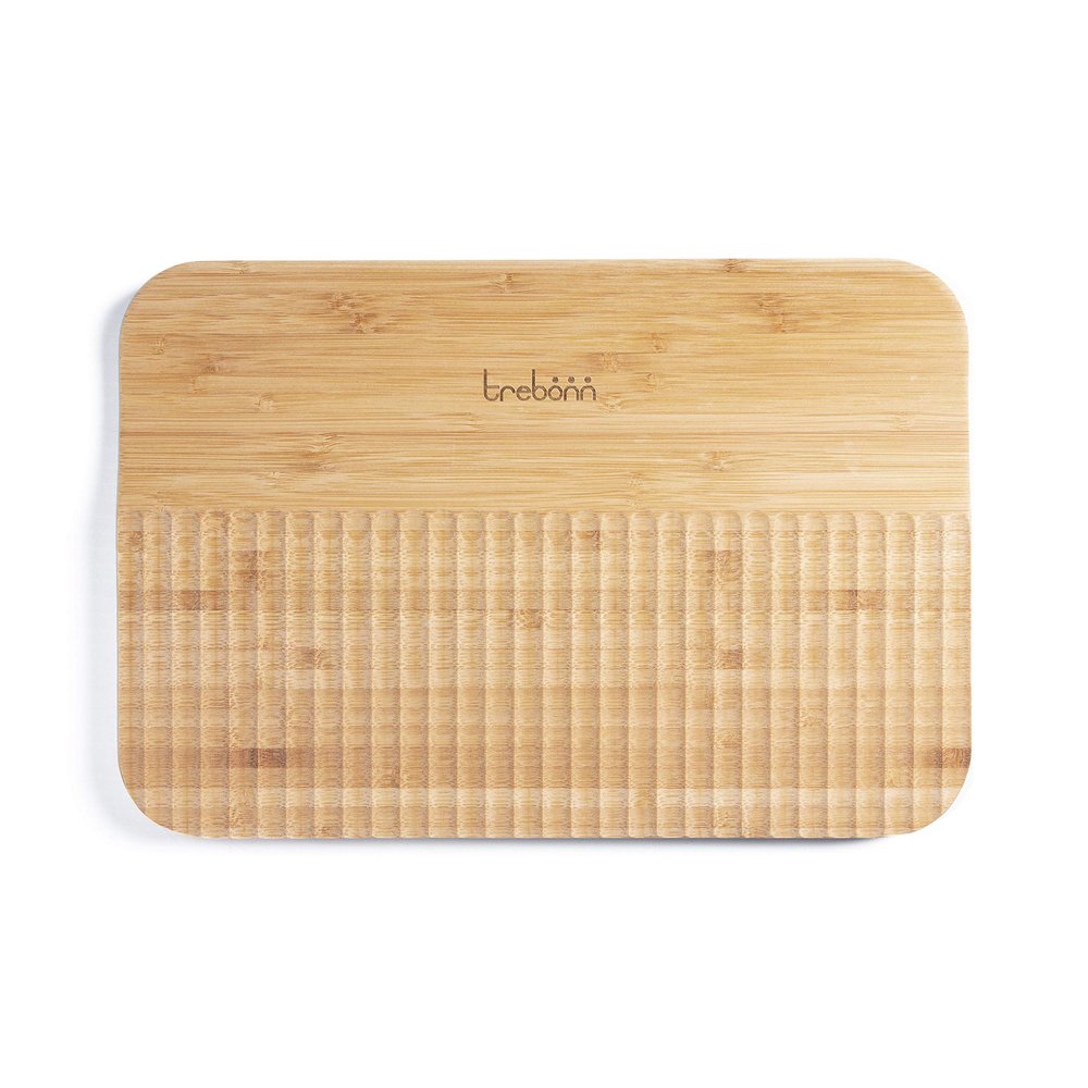 Trebonn - Wave Chop & Slide Small Shaped Bamboo Chopping Board for Easy Cutting and Food Gathering Channel 30 x 20 cm