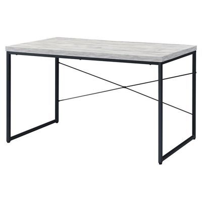 Acme Jurgen Wooden Rectangle Top Writing Desk in Antique White and Black