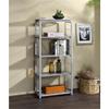 Acme Jurgen 5 Wooden Tiers Rectangular Bookshelf in Gray and Silver view 2
