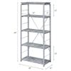 Acme Jurgen 5 Wooden Tiers Rectangular Bookshelf in Gray and Silver view 3