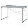 Acme Jurgen Wooden Rectangle Top Writing Desk in Faux Concrete and Silver view 1