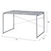 Acme Jurgen Wooden Rectangle Top Writing Desk in Faux Concrete and Silver view 3