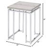 Acme Chafik Square Wooden Top End Table in Natural Oak and Chrome view 3