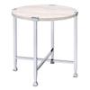 Acme Brecon Round Wooden Top End Table in White Oak and Chrome view 1