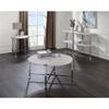 Acme Brecon Round Wooden Top End Table in White Oak and Chrome view 2