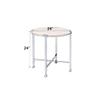 Acme Brecon Round Wooden Top End Table in White Oak and Chrome view 3