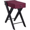 Acme Fierce Wooden Side Table with USB Charging Dock in Burgundy and Black view 1