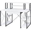 Acme Amiel Wooden 1-Drawer Writing Desk with Small Hutch in White and Black view 1