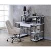 Acme Amiel Wooden 1-Drawer Writing Desk with Small Hutch in White and Black view 2