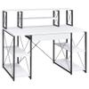 Acme Amiel Wooden 1-Drawer Writing Desk with Small Hutch in White and Black view 4