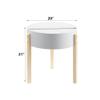 Acme Bodfish Round Wooden End Table with Hidden Storage in White and Natural view 2