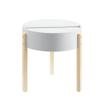 Acme Bodfish Round Wooden End Table with Hidden Storage in White and Natural view 3