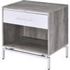 Acme Cistus Wooden Accent Table in Weathered Gray Oak and White view 1